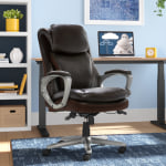 Serta Works Bonded Leather Mid Back Office Chair With Back In Motion  Technology IvorySilver - Office Depot