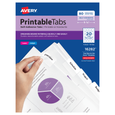 Avery Printable Self Adhesive Tabs White