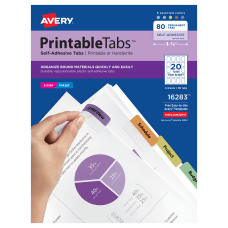 Avery Printable Self Adhesive Tabs Multicolor
