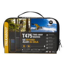 Motorola® TalkAbout® T475 Two-Way Radios, 7.52"H x 2.19"W x 1.28"D, Black/Yellow, Pack Of 2 Radios