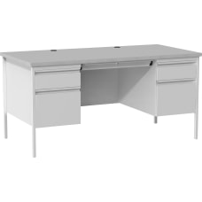Lorell Grey Double Pedestal SteelLaminate Desk