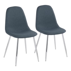 LumiSource Pebble Fabric Chairs BlueChrome Set