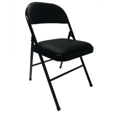 black cushioned folding chairs