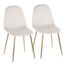 LumiSource Pebble Velvet Chairs CreamGold Set