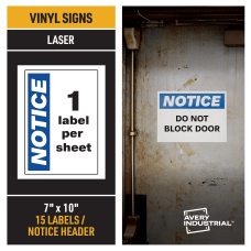 Avery Industrial Adhesive Vinyl Signs 61555