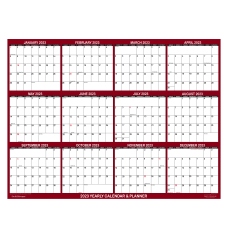 SwiftGlimpse Horizontal Yearly Erasable Wall Calendar