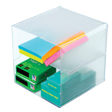 Deflecto Stackable Cube With 2 Shelves