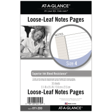 AT A GLANCE Undated Notes Pages
