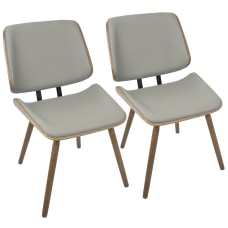 LumiSource Lombardi Chairs Gray SeatWalnut Frame