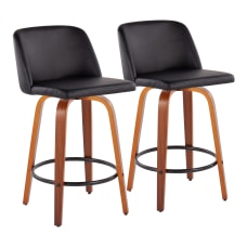 LumiSource Toriano Counter Stools BlackWalnutRound Black