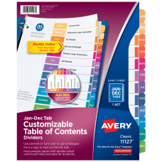 Avery Ready Index Dividers Jan Dec