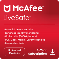 McAfee LiveSafe AntiVirus Internet Security Software