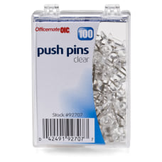 OIC Pushpins Clear Box Of 100