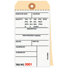 Manila Inventory Tags 3 Part Carbonless