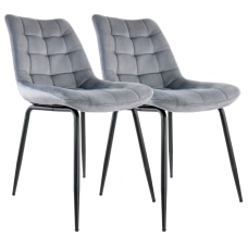 Elama Velvet Tufted Chairs GrayBlack Set