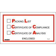 Partners Brand Packing ListCert of ComplianceCert