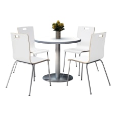 Made in the USA KFI Seating Round Bar Height Pedestal Table with Round Silver Base Crisp Linen Laminate Commercial Grade 30-Inch 