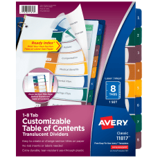 Avery Ready Index Plastic Dividers 8
