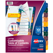 Avery Ready Index Plastic Dividers 10