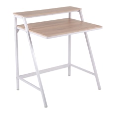 Lumisource 2 Tier Computer Desk NaturalWhite