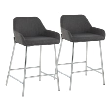 LumiSource Daniella Bar Stools CharcoalChrome Set