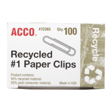 ACCO Recycled Paper Clips No 1