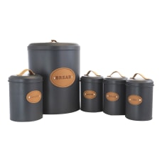 MegaChef 5 Piece Canister Set Gray