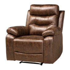 Baxton Studio Beasely Recliner Distressed Brown