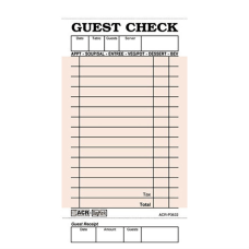 Daymark Numbered Guest Checks Pink 50