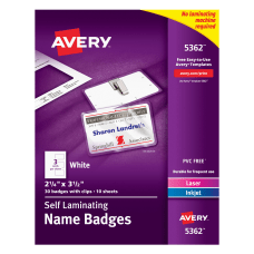 Avery Laminated ID Badges Cards Clips