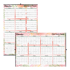 Blueline Laminated Yearly Wall Calendar Reversible