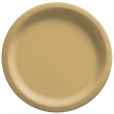 Amscan Round Paper Plates Gold 10