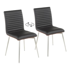 LumiSource Mason Swivel Chairs WalnutBlackStainless Steel