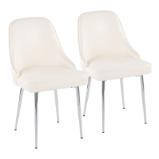 LumiSource Marcel Dining Chairs WhiteChrome Set