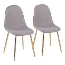 LumiSource Pebble Fabric Chairs Light GrayGold