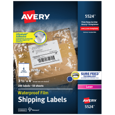 Avery Waterproof Labels With Ultrahold 05524