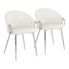 LumiSource Claire Chairs WhiteChrome Set Of