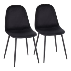 LumiSource Pebble Velvet Chairs BlackBlack Set