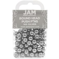 JAM Paper Pushpins Round 12 Silver