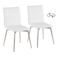LumiSource Mason Upholstered Chairs WhiteStainless Steel
