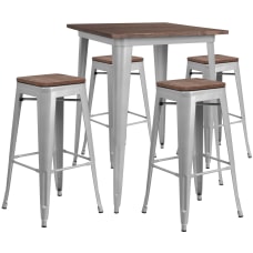 Flash Furniture Square Metal Bar Table