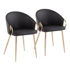 LumiSource Claire Chairs Faux Leather BlackGold