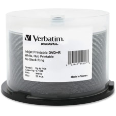 Verbatim Inkjet Printable DVDR Discs 47GB