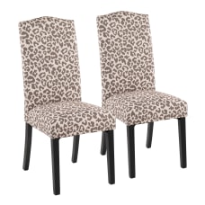 LumiSource Leopard Contemporary Dining Chairs BeigeBlack