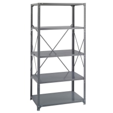 Safco Products 6250 Industrial Shelving 36W x 12D Shelves, Gray Kit with 6256 Industrial Shelving Post Frame Qty. 6 