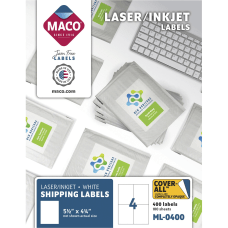 MACO White LaserInk Jet Shipping Labels