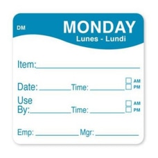 DayMark DissolveMark Monday Use By Labels