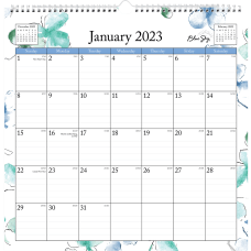 Blue Sky Monthly Wall Calendar 12