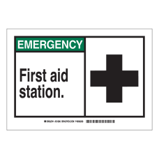 Brady EMERGENCY First Aid Station Sign