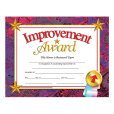 Hayes Publishing Certificates Improvement Award 8